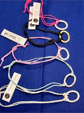 Adjustable Cord Bracelets - Pink, Black, Mint & Cream with words of Inspiration.